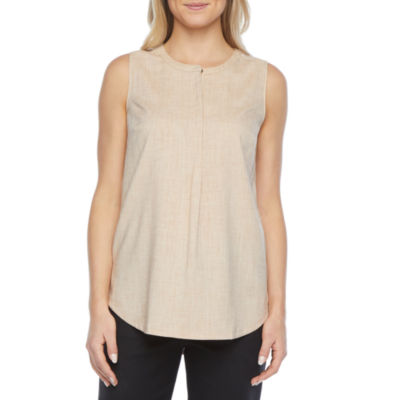 liz claiborne womens round neck sleeveless blouse