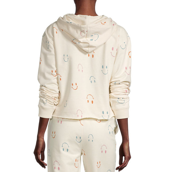 Peanuts Smile Juniors Womens Cropped Graphic Hoodie