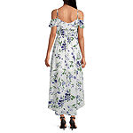 by&by Juniors Cold Shoulder Floral High-Low Fit + Flare Dresses