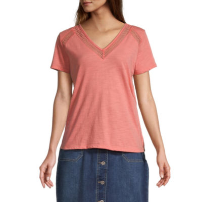 liz claiborne womens v neck short sleeve blouse