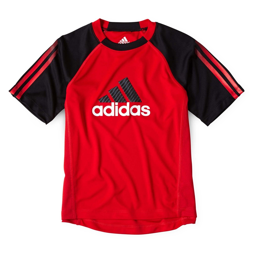 Adidas Tech Short Sleeve Performance Shirt   Boys 2t 7x, Red/Black, Red/Black,