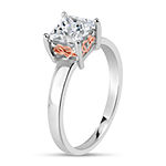 Womens 2 CT. T.W. White Zirconia Sterling Silver Square Solitaire Cocktail Ring