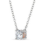 Womens 1 CT. T.W. White Zirconia Sterling Silver Round Pendant Necklace