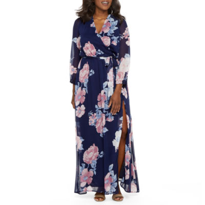 premier amour long sleeve floral maxi dress