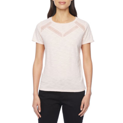 liz claiborne womens crew neck short sleeve blouse