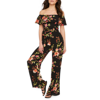 premier amour long sleeve off the shoulder jumpsuit