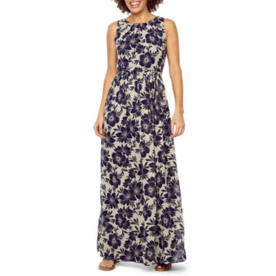 Jessica Howard Sleeveless Floral Maxi Dress, Color: Navy Ivory - JCPenney