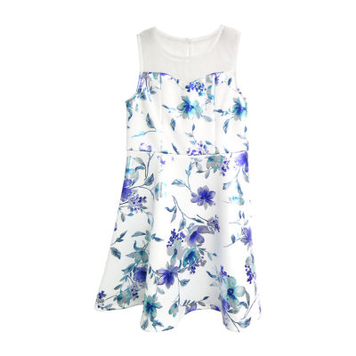 Lilt Sleeveless Skater Dress - Big Kid Girls, Color: Wht Royal - JCPenney