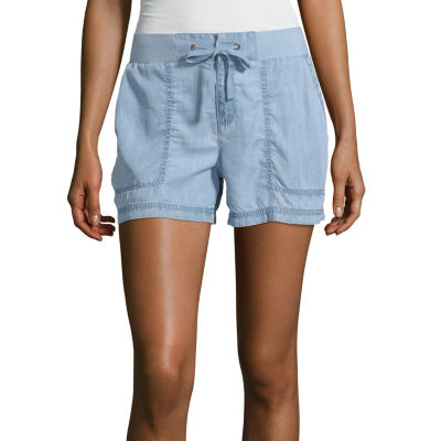 knit waist denim shorts