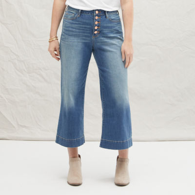 ladies wide leg cropped jeans