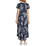 Byer California Juniors Short Sleeve Floral High-Low Wrap Dress