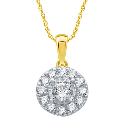 Womens 1/2 CT. T.W. Genuine White Diamond 10K Gold Pendant Necklace
