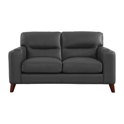 Elm Leather Upholstery Collection Track-Arm Loveseat