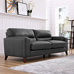 Elm Leather Upholstery Collection Track-Arm Sofa