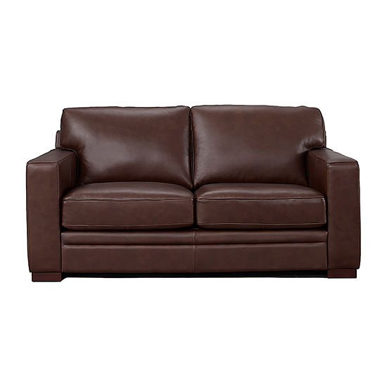 Dillon Leather Upholstery Collection Track-Arm Upholstered Loveseat