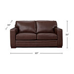 Dillon Leather Upholstery Collection Track-Arm Upholstered Loveseat