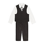5 Toddler & Boys Van Heusen $50 4pc Black Pin w/ Stripes Vest Suit Size 3T 