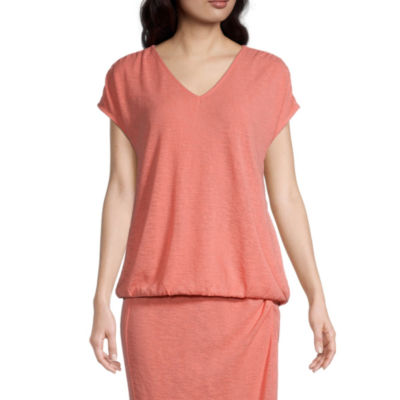liz claiborne womens v neck short sleeve blouse