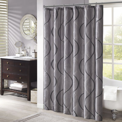 Madison Park Cecile Embroidered Shower Curtain Color Charcoal