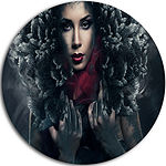 Design Art Passionate Woman in Feather Hood CircleMetal Wall Art