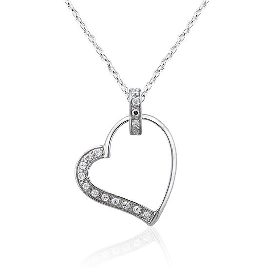 DiamonArt® Womens 1/2 CT. T.W. White Cubic Zirconia Sterling Silver Heart Pendant Necklace