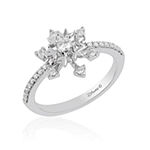 Enchanted Disney Fine Jewelry Womens 1/4 CT. T.W. Genuine White Diamond Sterling Silver Star Princess Frozen Cocktail Ring