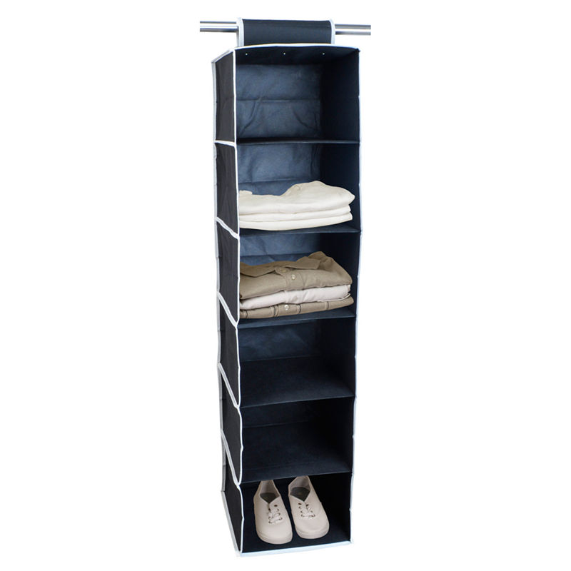 Sunbeam 6-Shelf Hanging Closet Organizer, Black