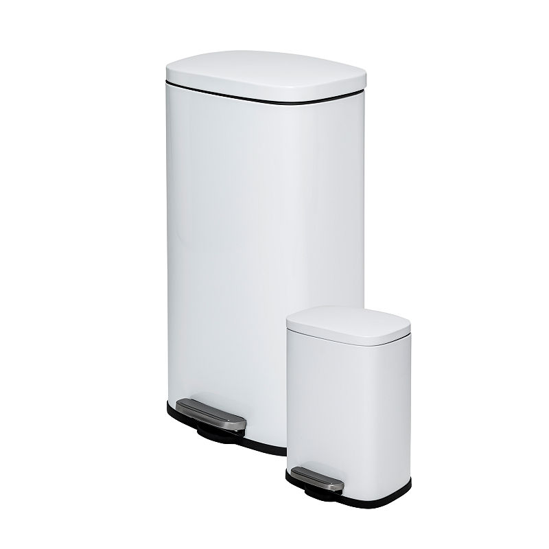 Honey Can Do Honey-Can-Do 30L & 5L Rectangular Trash Can Combo White