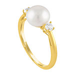 Womens White Cultured Freshwater Pearl 10K Gold Cocktail Ring