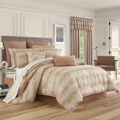 Queen Street Sussex Coral 4 Pc Stripes Heavyweight Comforter Set