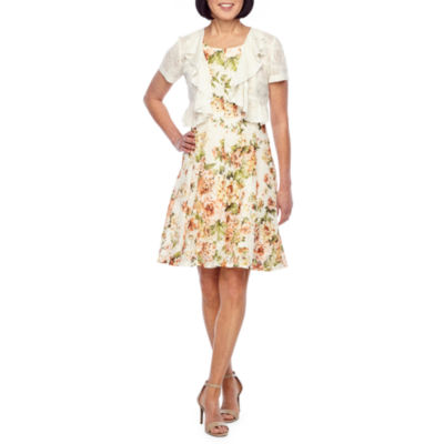 perceptions short sleeve floral lace fit & flare dress