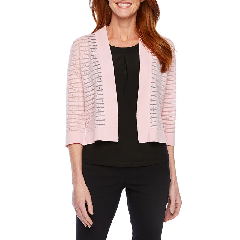 Black Label By Evan-Picone 3/4 Sleeve Shrug, Womens, Size Small, Pink