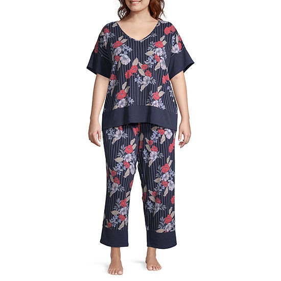 Liz Claiborne Womens Short Sleeve Capri 2-pc. Pajama Set - JCPenney
