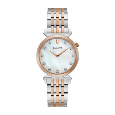 bulova women's two tone diamond watch