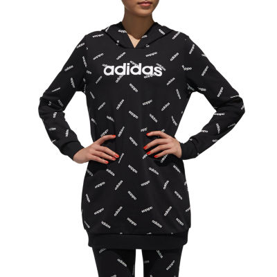 adidas logo print tunic hoodie