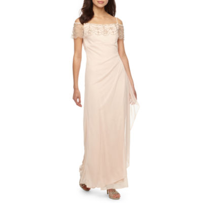 dj jaz cap sleeve embellished evening gown