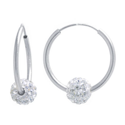 Silver Treasures Crystal Sterling Silver Hoop Earrings Jcpenney