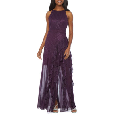 dj jaz cap sleeve embellished evening gown