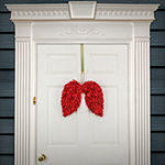 National Tree Co. 16 Red Petals V Angel Wings With Berrie Wreath