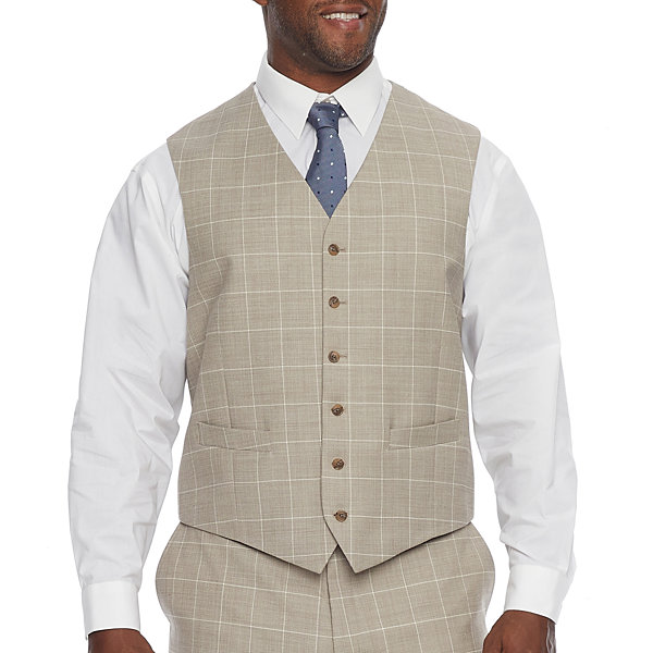 Stafford Mens Windowpane Classic Fit Suit Vest - Big and Tall