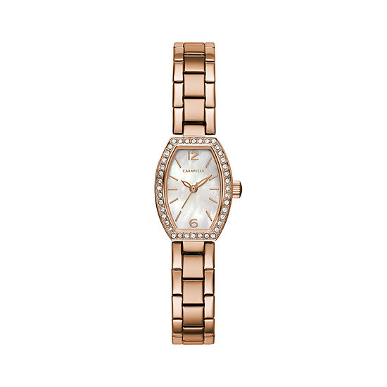 Caravelle Designed By Bulova Womens Rose Goldtone Stainless Steel Bracelet Watch 44l242