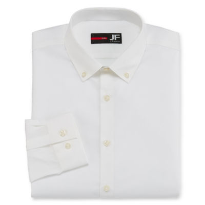 mens white long sleeve button down collar shirt