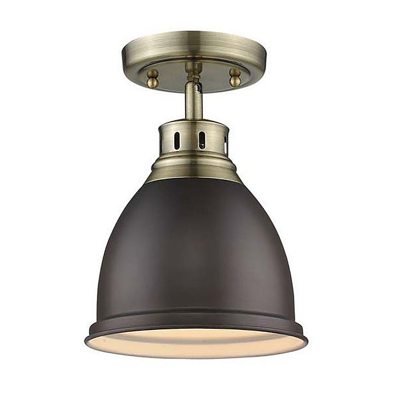 Duncan Flush Mount In Aged Brass, Yellow