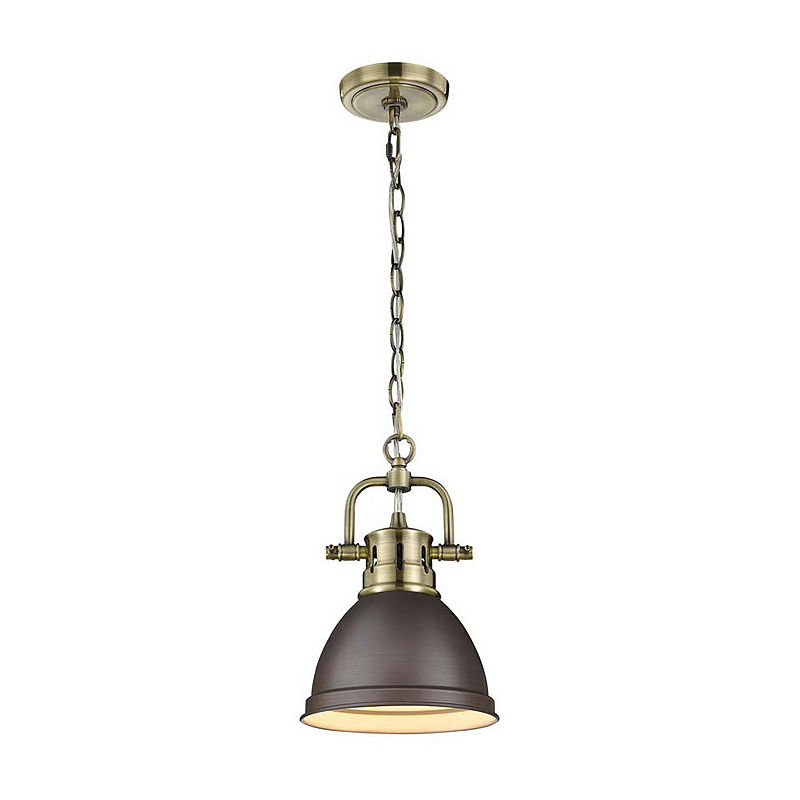 Duncan Mini Pendant With Chain In Aged Brass, Yellow