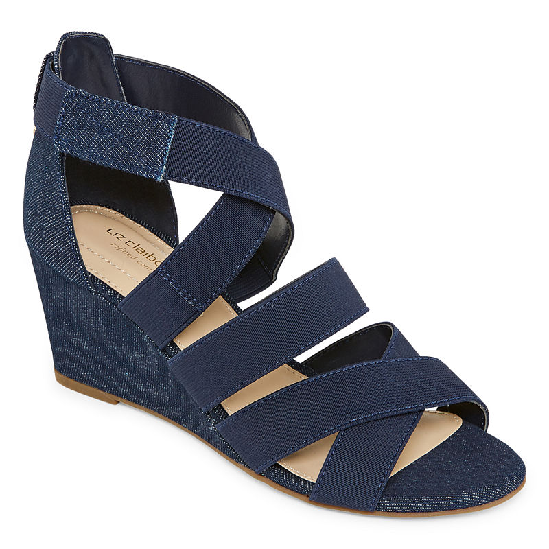 New Liz Claiborne Womens Nest Wedge Sandals, Size 6 1/2 Medium, Blue ...