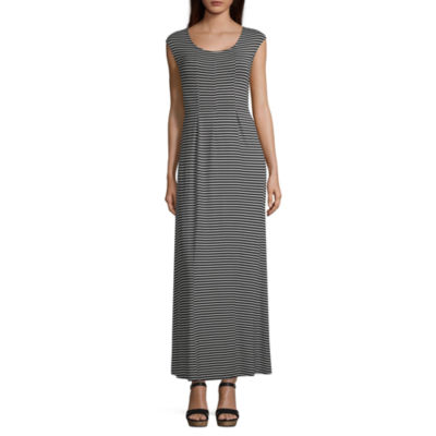 Spense Short Sleeve Striped Maxi Dress, Color: Black White - JCPenney