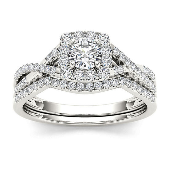 3/4 CT. T.W. Diamond 10K White Gold Bridal Ring Set, Color: White Gold ...