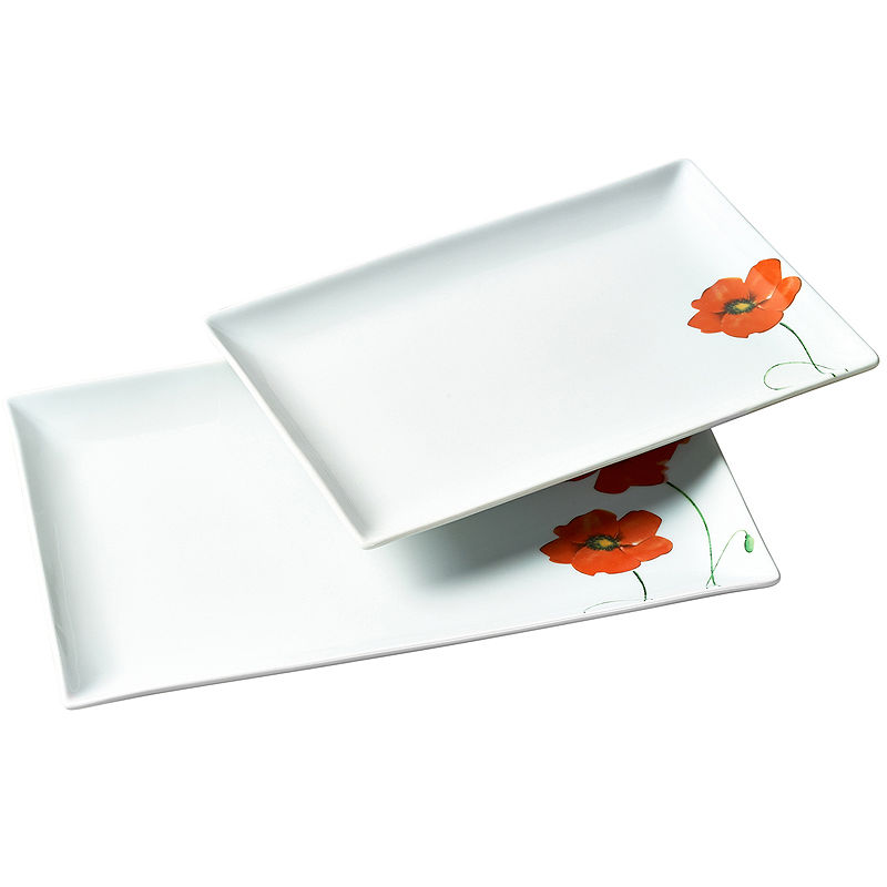 Tabletops Unlimited Tabletops Gallery 2-Pc. Rectangular Platter Set - Poppy