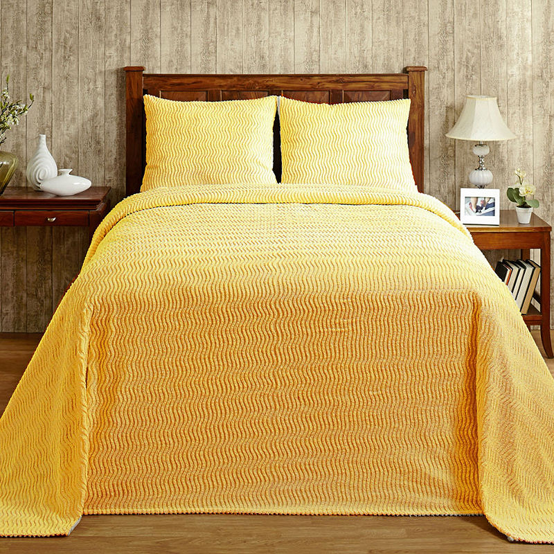 Better Trends Natick Chenille Bedspread, Queen, Yellow