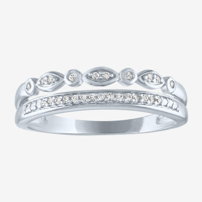 Limited Time Special! Womens 1/10 CT. T.W. Genuine White Diamond Sterling Silver Stackable Ring